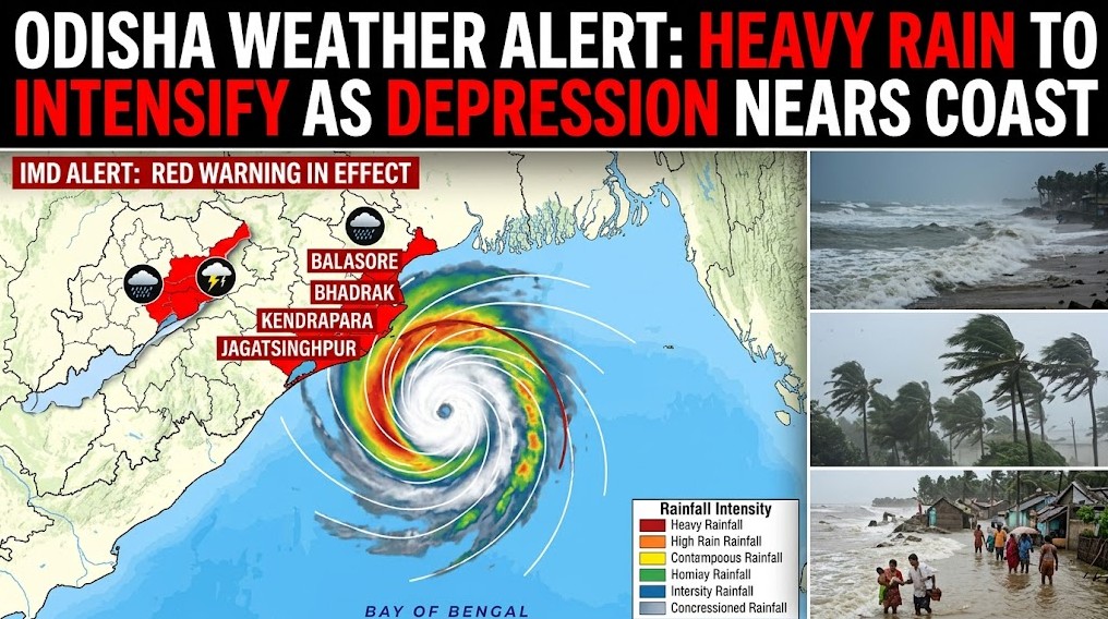 Odisha Weather Alert: Heavy Rain to Intensify as Depression Nears Coast